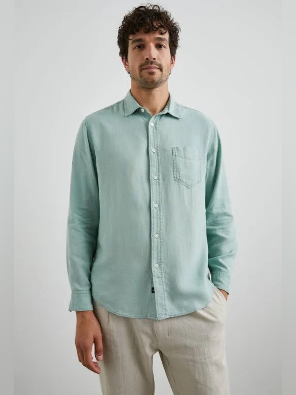 Rails Men Mykonos Jade Linen Button Down Shirt XL